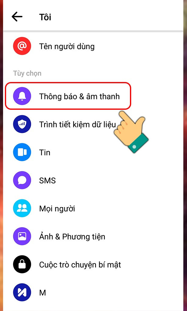 Truy cập cài đặt tài khoản