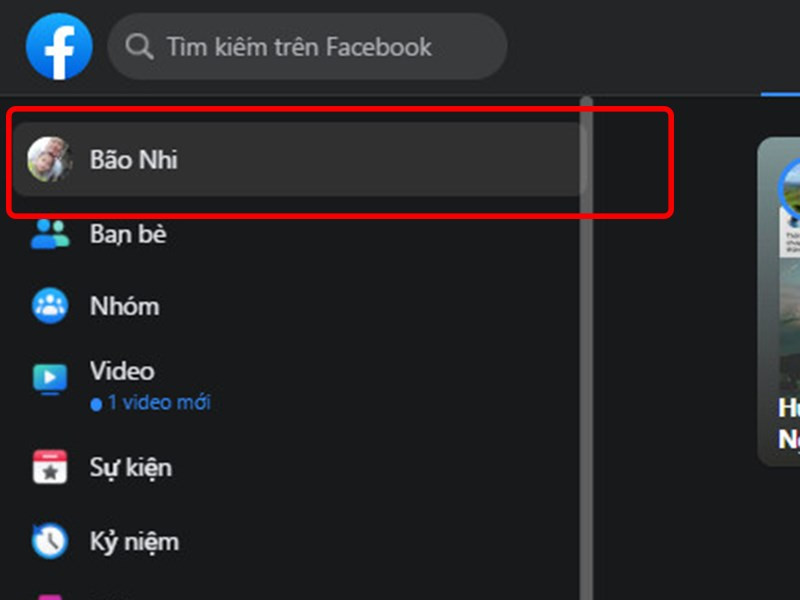 Truy cập Facebook và nhấn vào ảnh đại diện