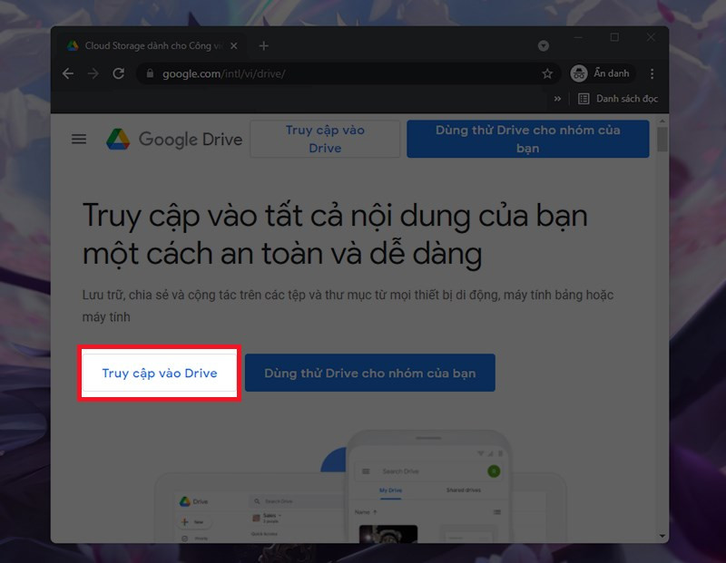 Truy cập Google Drive