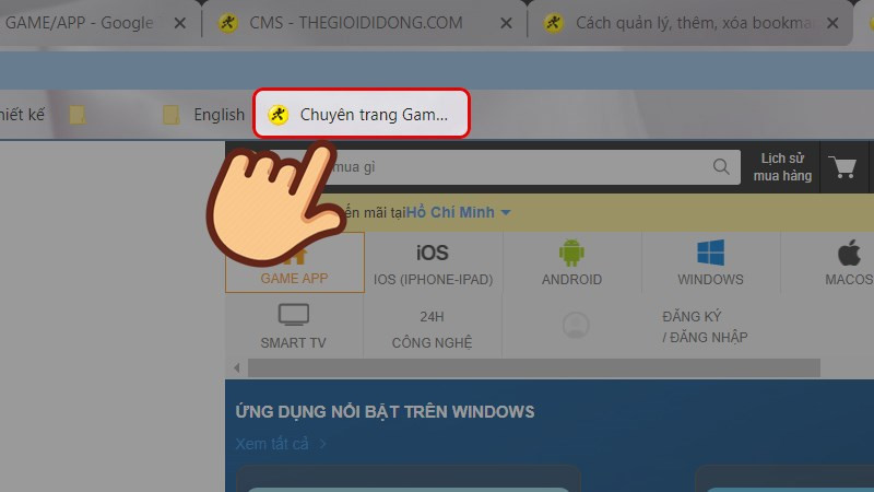 Truy cập nhanh chóng trang đã lưu