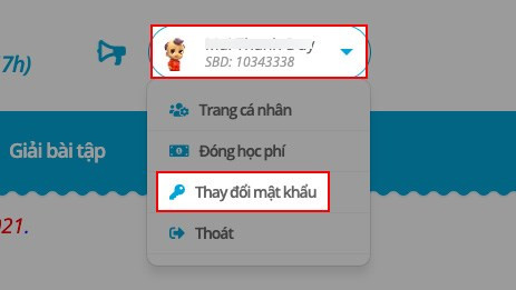 Truy cập trang thay đổi mật khẩu Trạng Nguyên Tiếng Việt