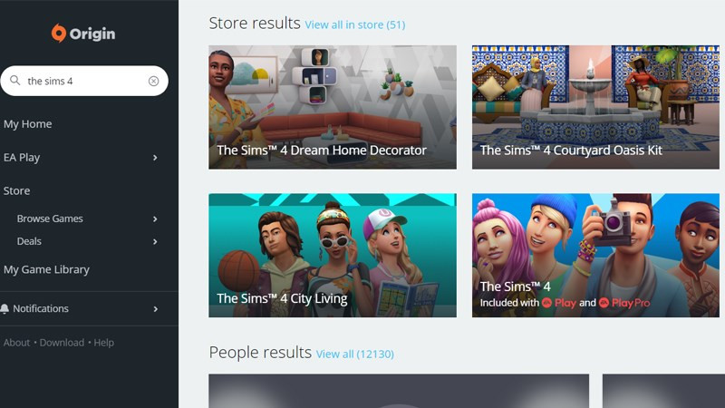 Truy cập vào trang Origin và tìm tựa game The Sims 4