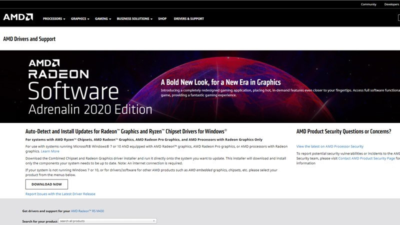 Truy cập v&agrave;o website AMD Drivers and Support