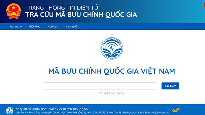 Truy cập website tra cứu mã bưu chính