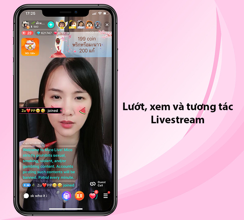 Tương tác trực tiếp trên livestream MICO