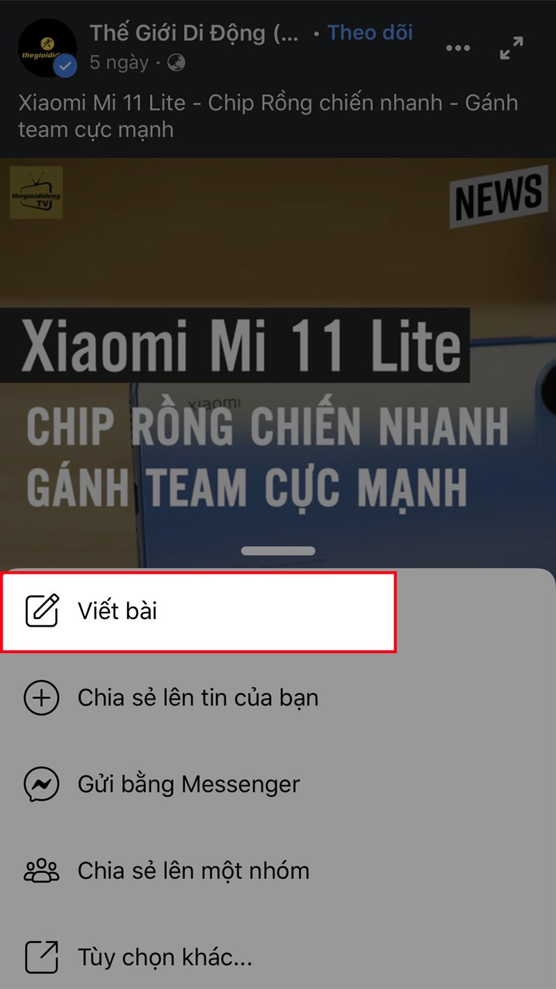 Tùy chỉnh bài đăng chia sẻ video