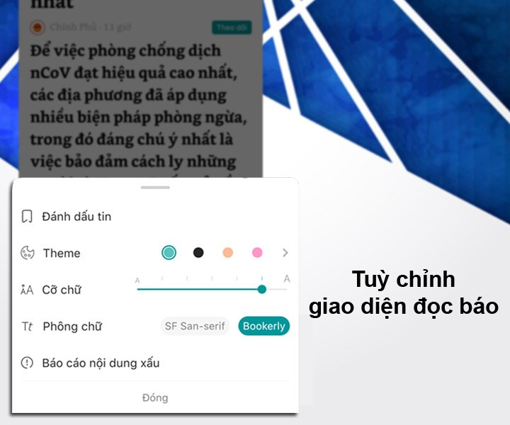 Tùy chỉnh giao diện đọc báo