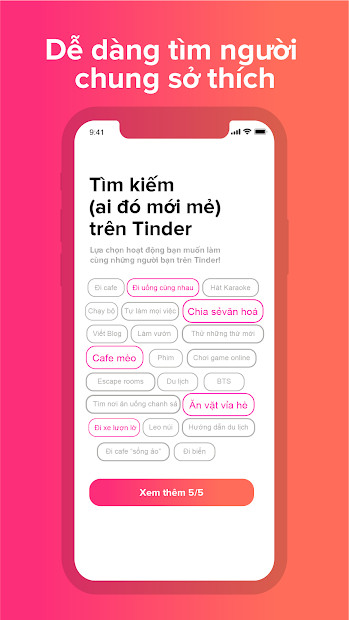 Tùy chỉnh hồ sơ trên Tinder