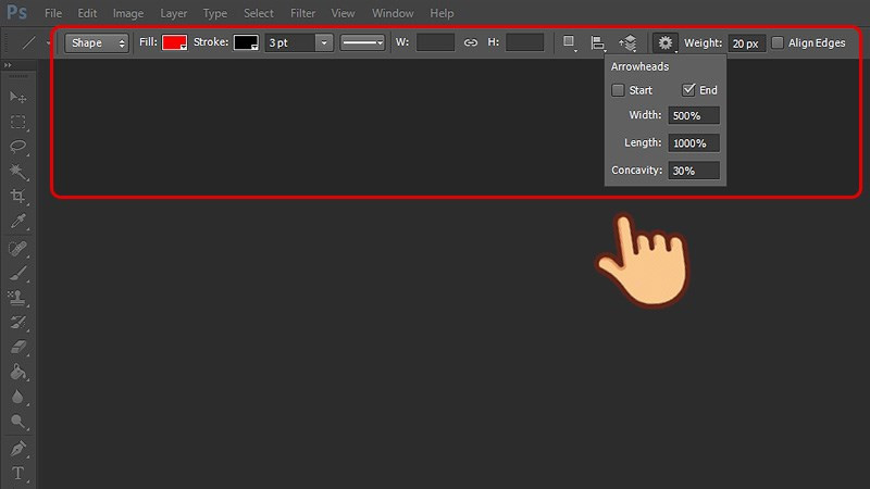 Tùy chỉnh mũi tên trong Photoshop