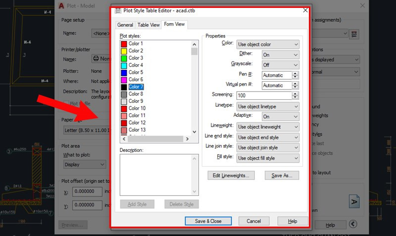 Tùy chỉnh nét in trong AutoCAD