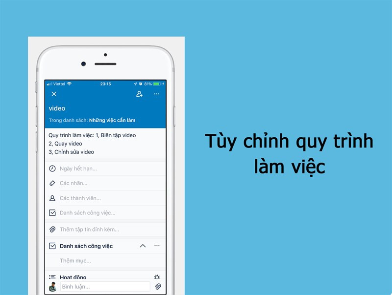 Tùy chỉnh quy trình làm việc cho các dự án khác nhau