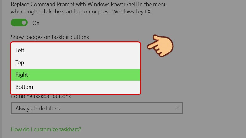 Tùy chọn vị trí Taskbar trên Windows 10