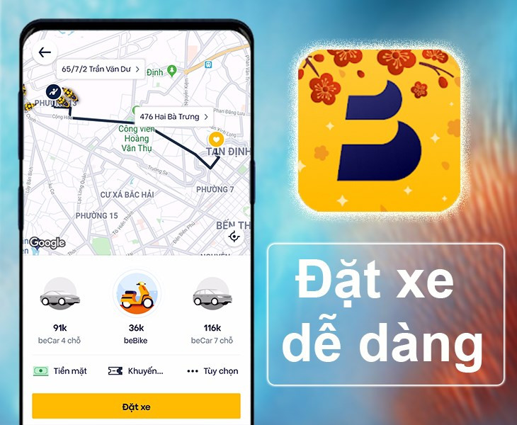 Ứng dụng đặt xe nhanh chóng