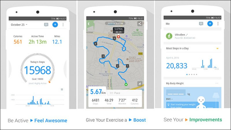 Ứng dụng đếm bước ch&acirc;n, t&iacute;nh calo, quản l&yacute; chỉ số cơ thể