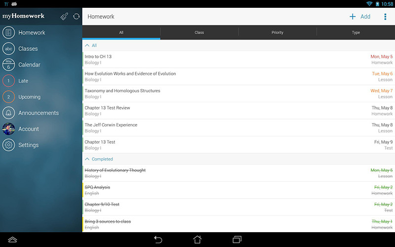 Ứng dụng myHomework Student Planner