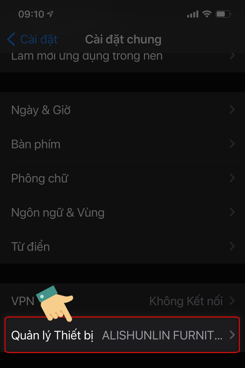 Vào mục Quản lý VPN & Thiết bị