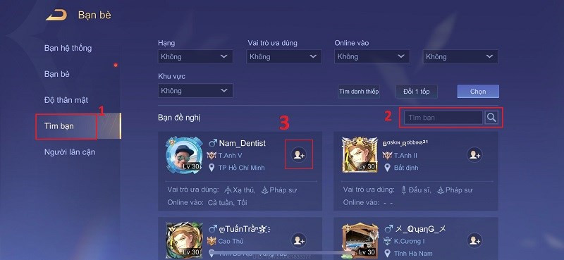 Vào mục tìm bạn, tìm kiếm tên bạn bè và bấm thêm