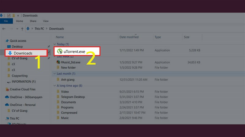Vào thư mục Download &gt; Nhấn đúp vào bộ cài uTorrent.exe