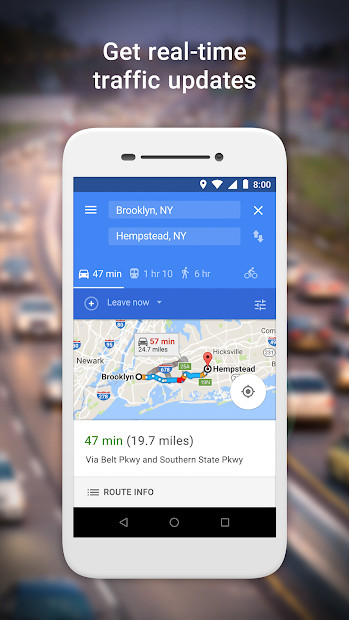 Ví dụ hiển thị giao diện Google Maps Go trên điện thoại