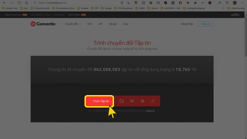 V&agrave;o trang web v&agrave; chọn th&ecirc;m tệp tin