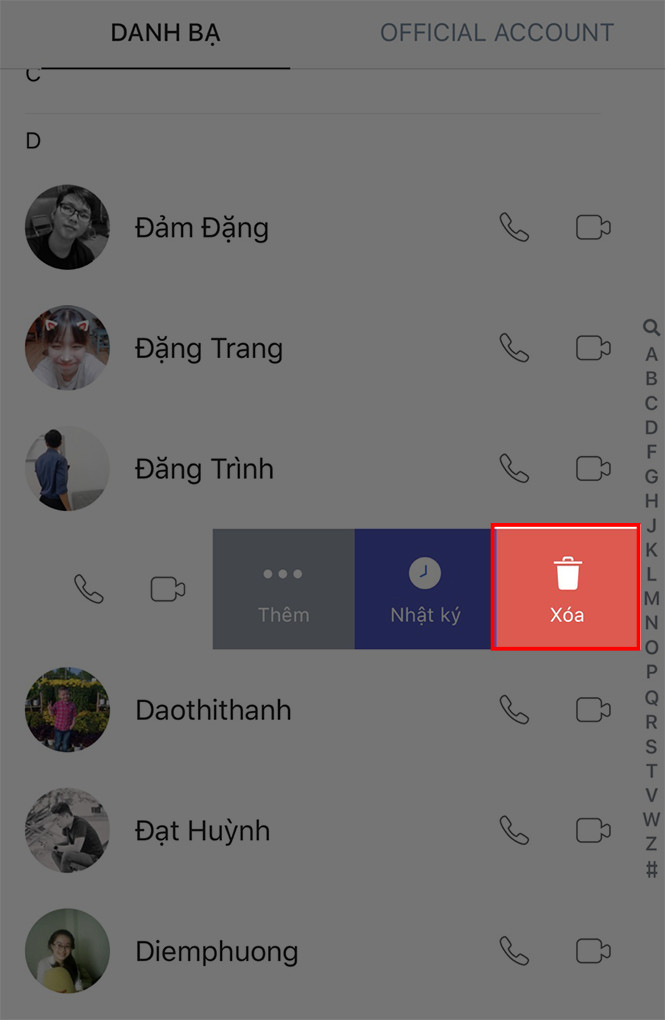 Vuốt sang trái trên iOS