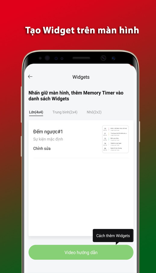 Widget hiển thị sự kiện trên màn hình chính