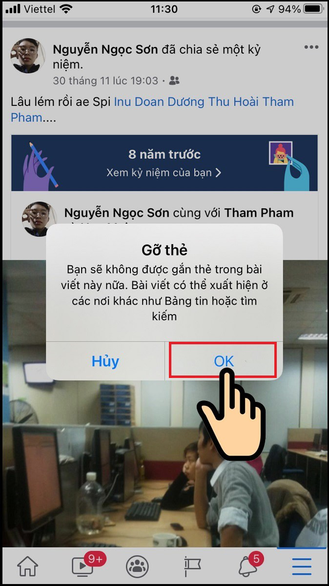 Xác nhận gỡ tag