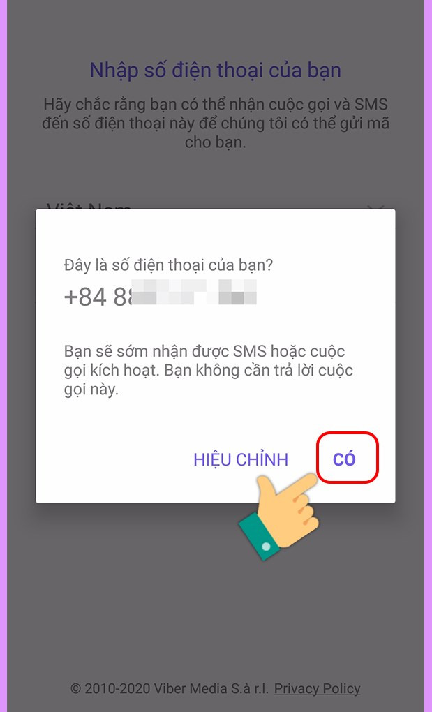 Xác nhận số điện thoại