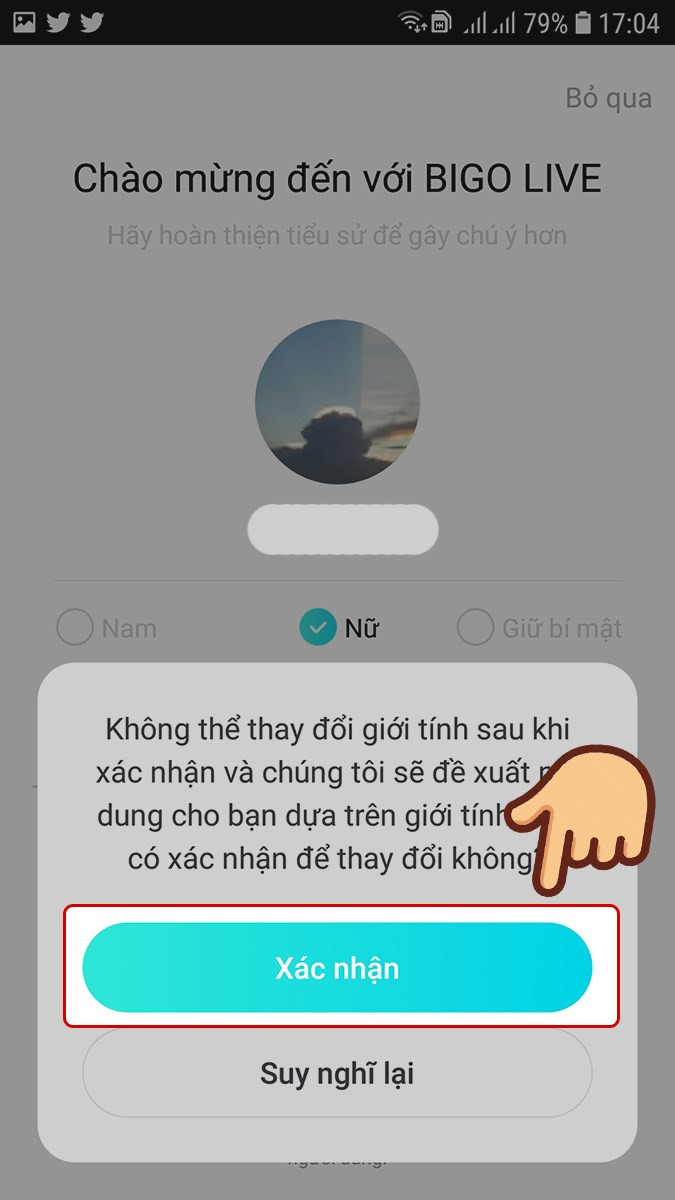 Xác nhận thông tin Bigo Live