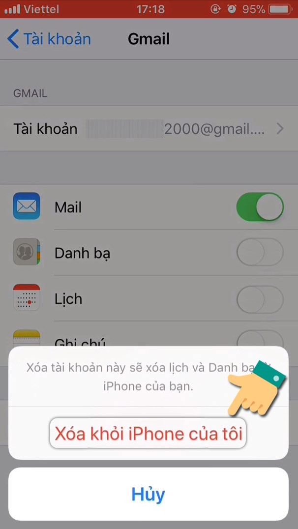  Xác nhận xóa Gmail trên iPhone, iPad