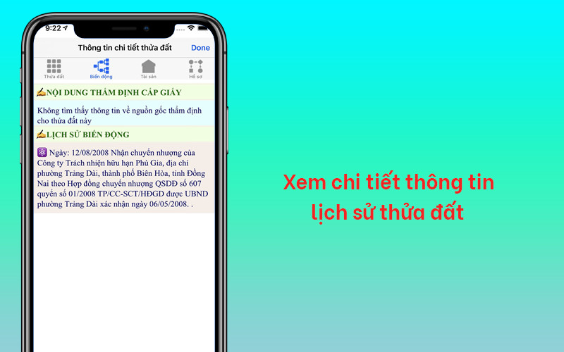 Xem chi tiết th&ocirc;ng tin lịch sử thửa đất