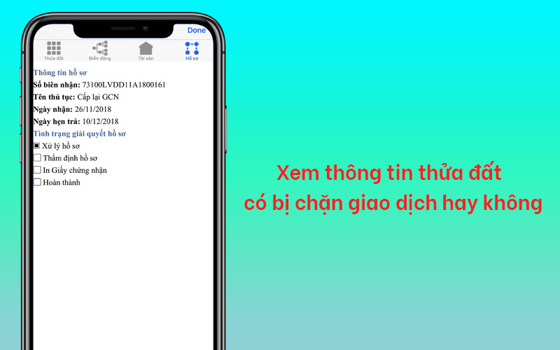 Xem th&ocirc;ng tin thửa đất c&oacute; bị chặn giao dịch mua b&aacute;n hay kh&ocirc;ng