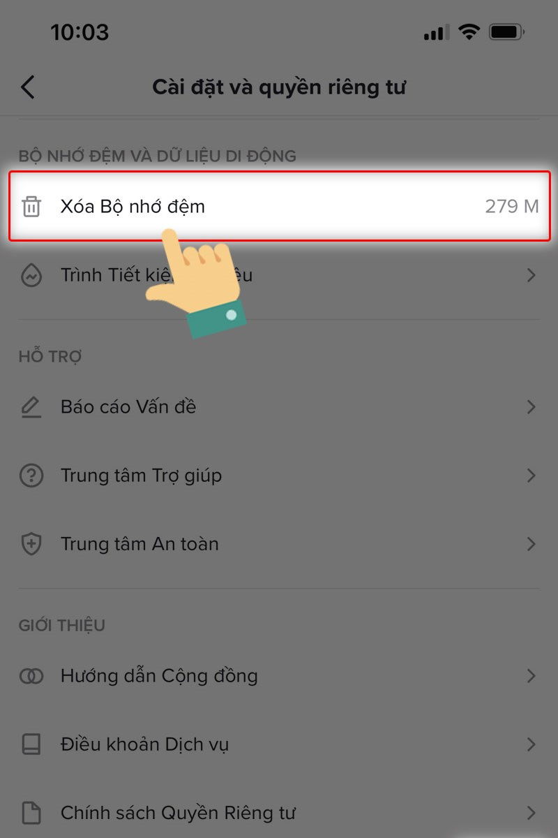 Xóa bộ nhớ đệm