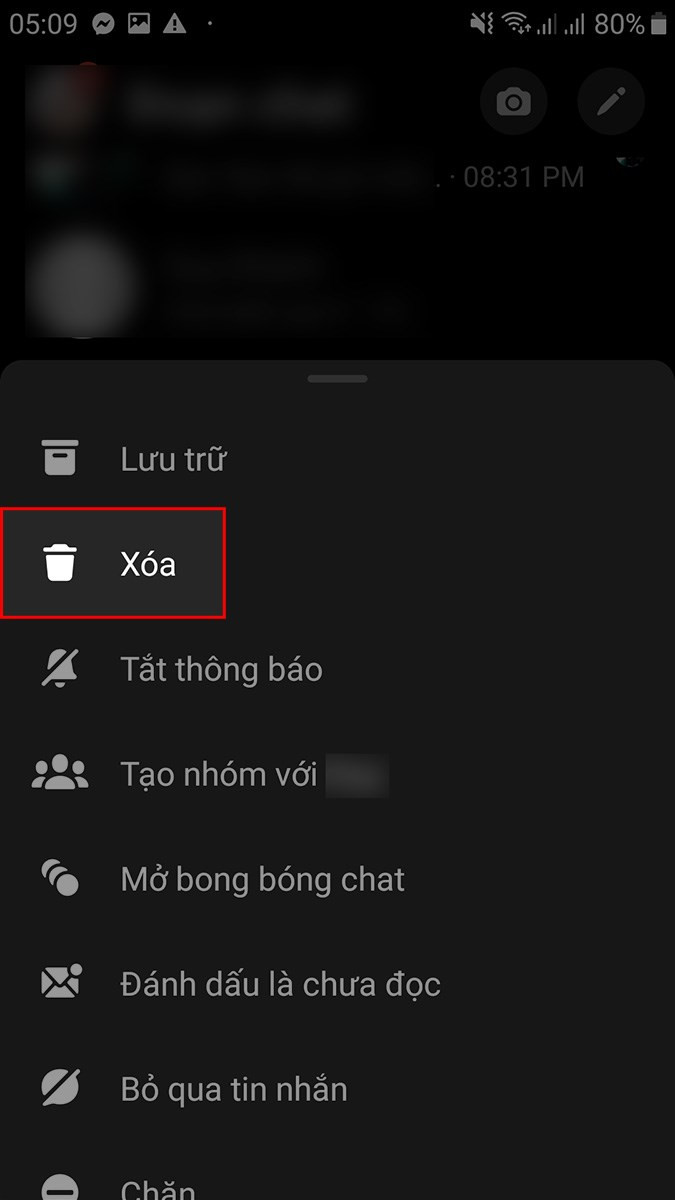 Xóa cuộc gọi Messenger trên Android