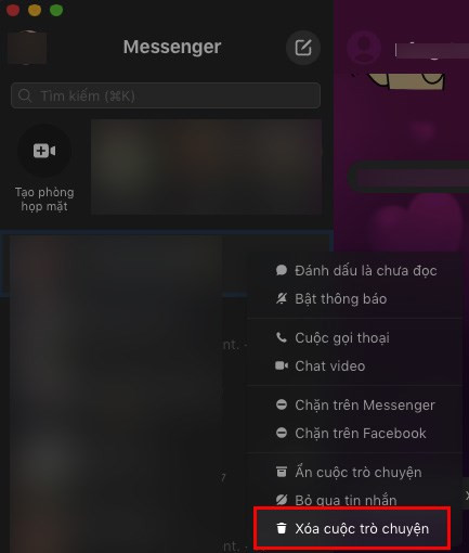 Xóa cuộc gọi Messenger trên PC