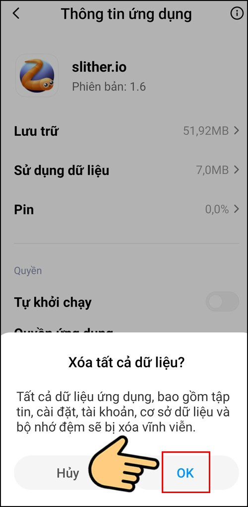 Xóa dữ liệu Slither.io trên Android