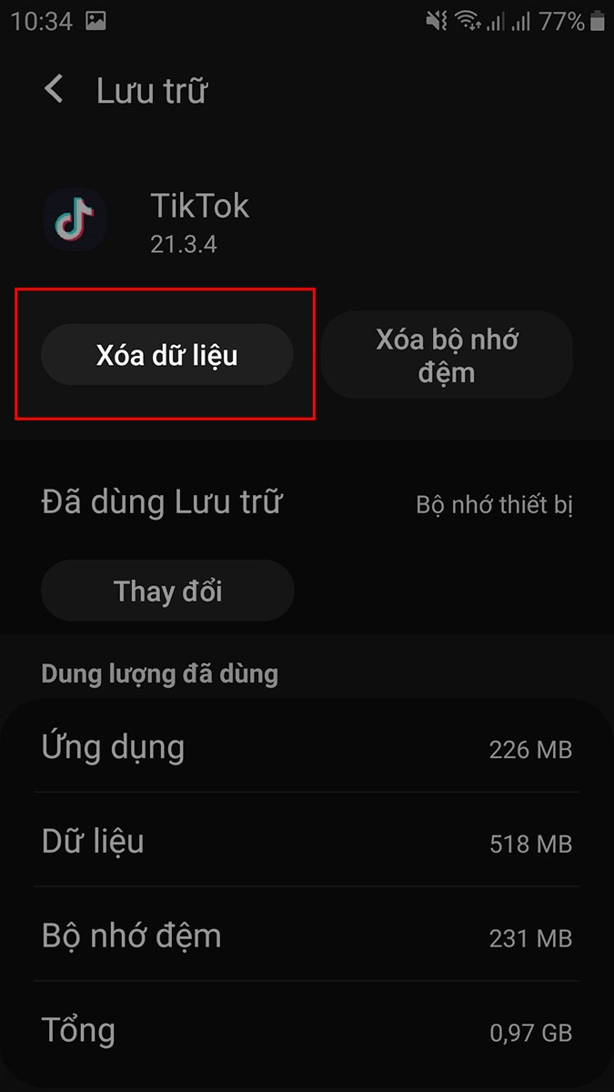 Xóa dữ liệu TikTok trên Android