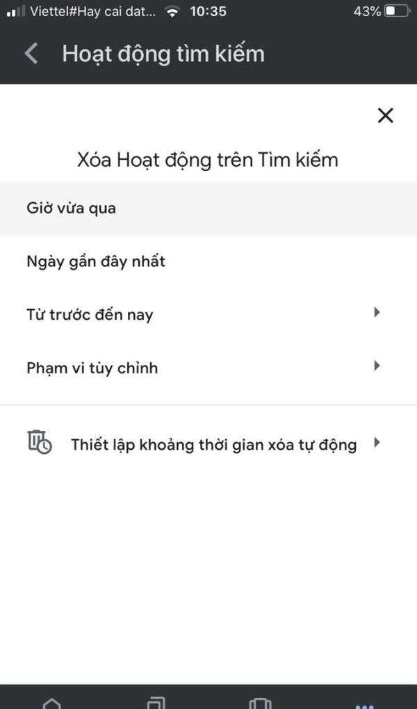 Xóa lịch sử tìm kiếm Google trên điện thoại - Bước 4