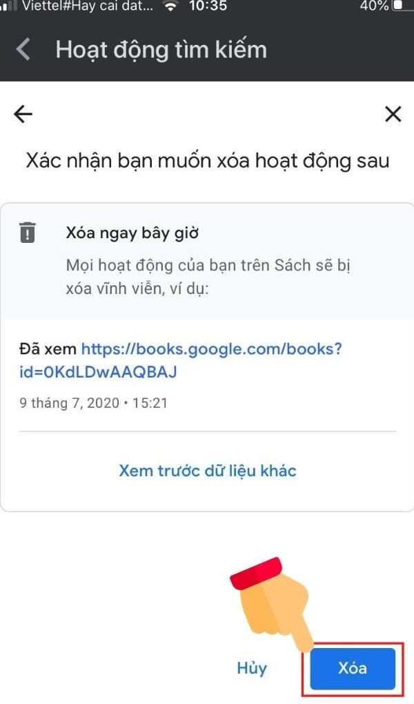 Xóa lịch sử tìm kiếm Google trên điện thoại - Bước 6