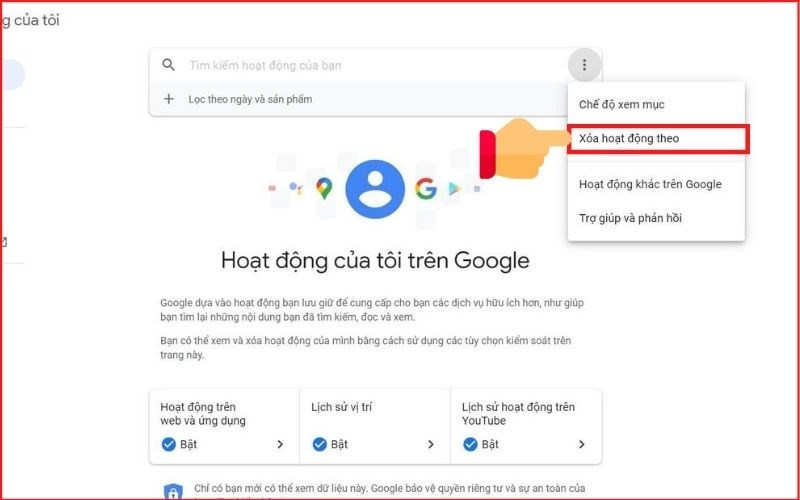 Xóa lịch sử tìm kiếm Google trên máy tính - Bước 3