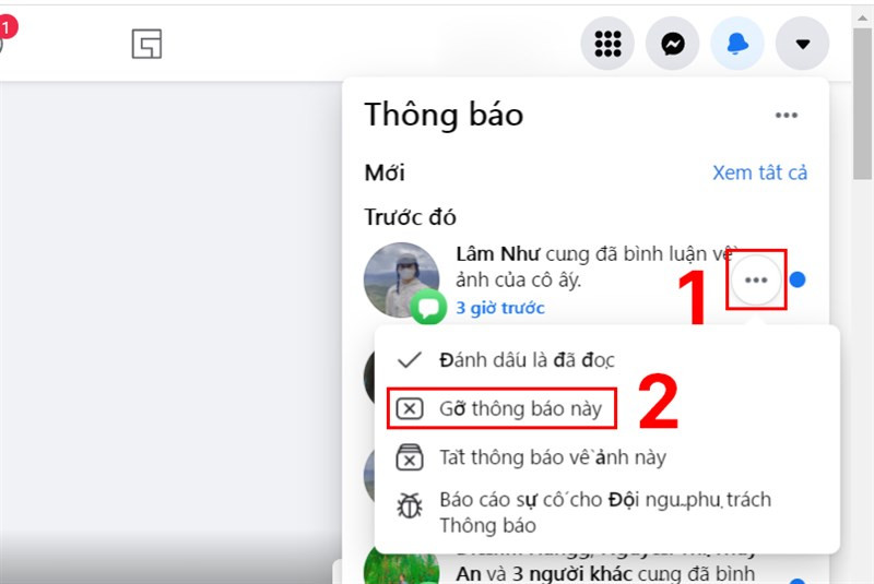 Xóa thông báo Facebook trên máy tính