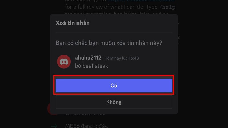 Xóa tin nhắn Discord trên điện thoại bước 4