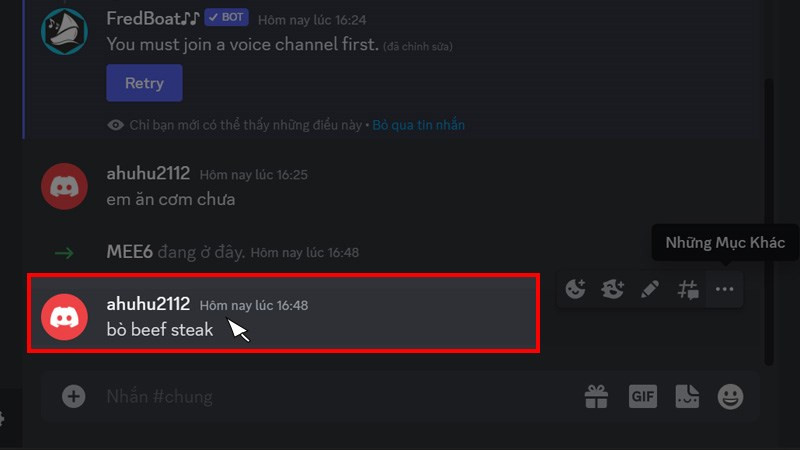 Xóa tin nhắn Discord trên PC bước 2