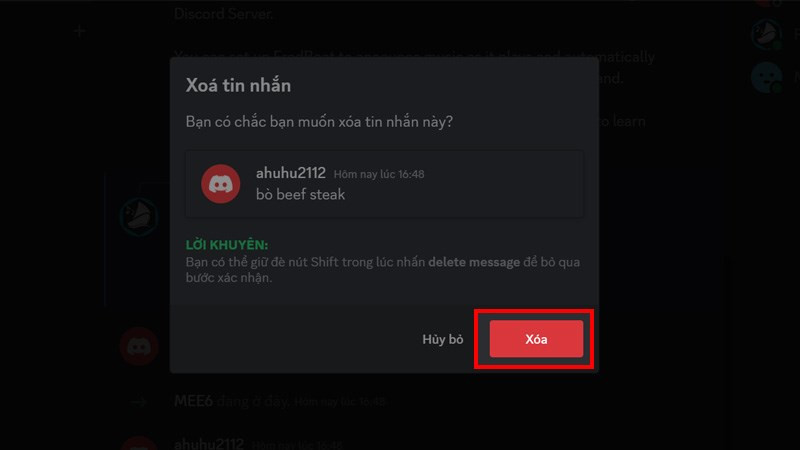 Xóa tin nhắn Discord trên PC bước 5