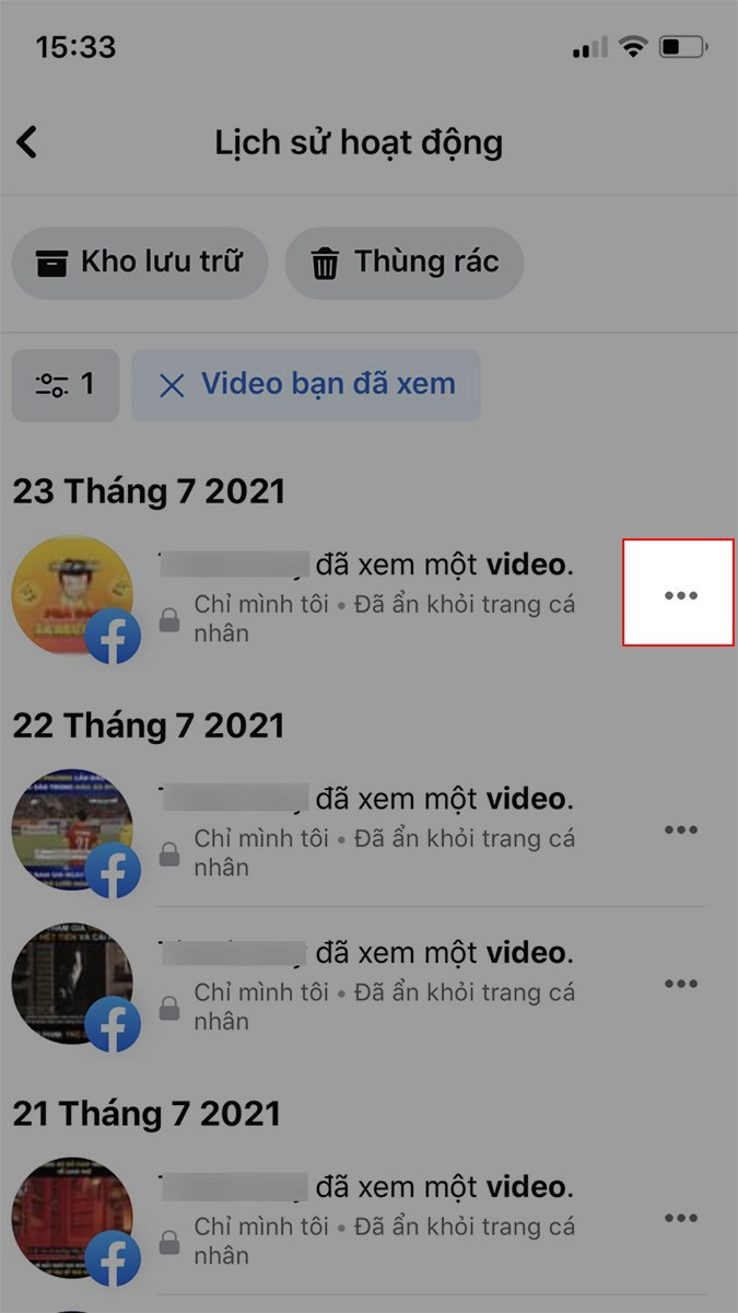 Xóa video đã xem trên điện thoại