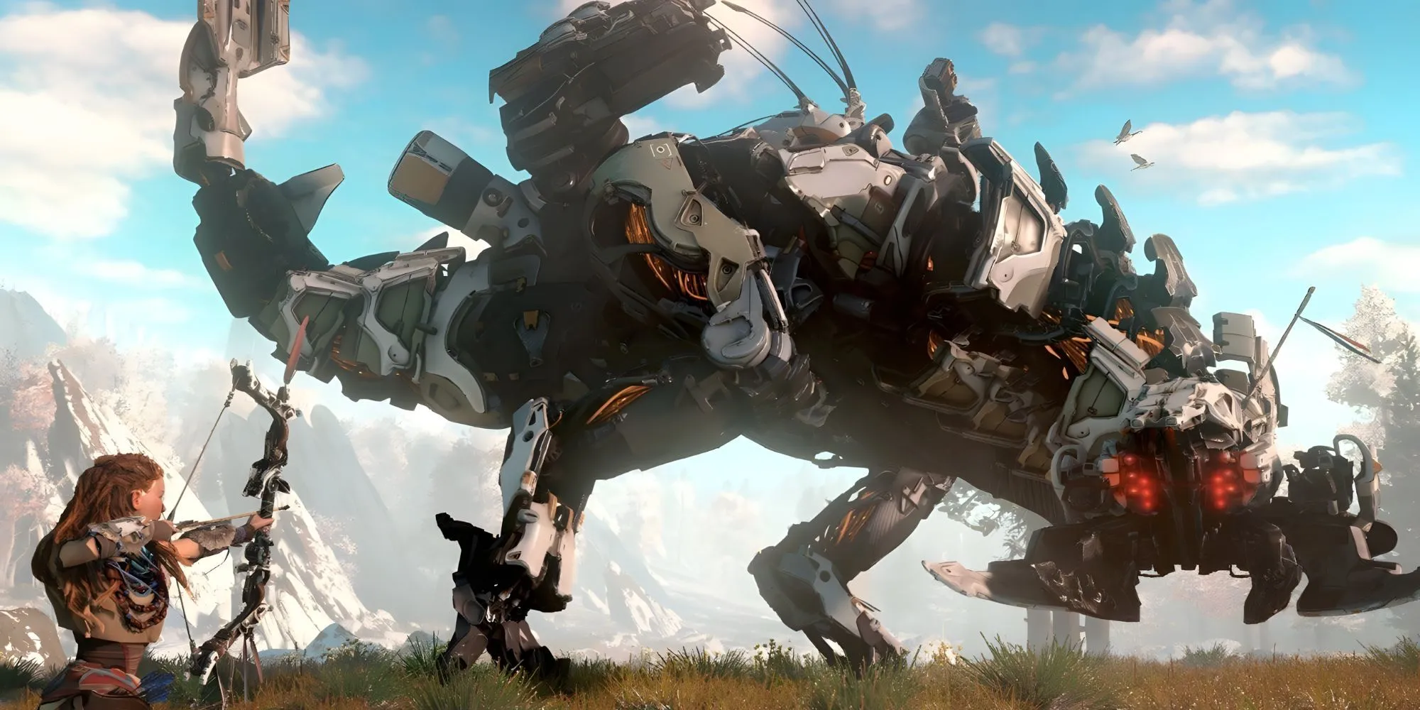 Aloy dũng mãnh chiến đấu với Thunderjaw trong Horizon Zero Dawn