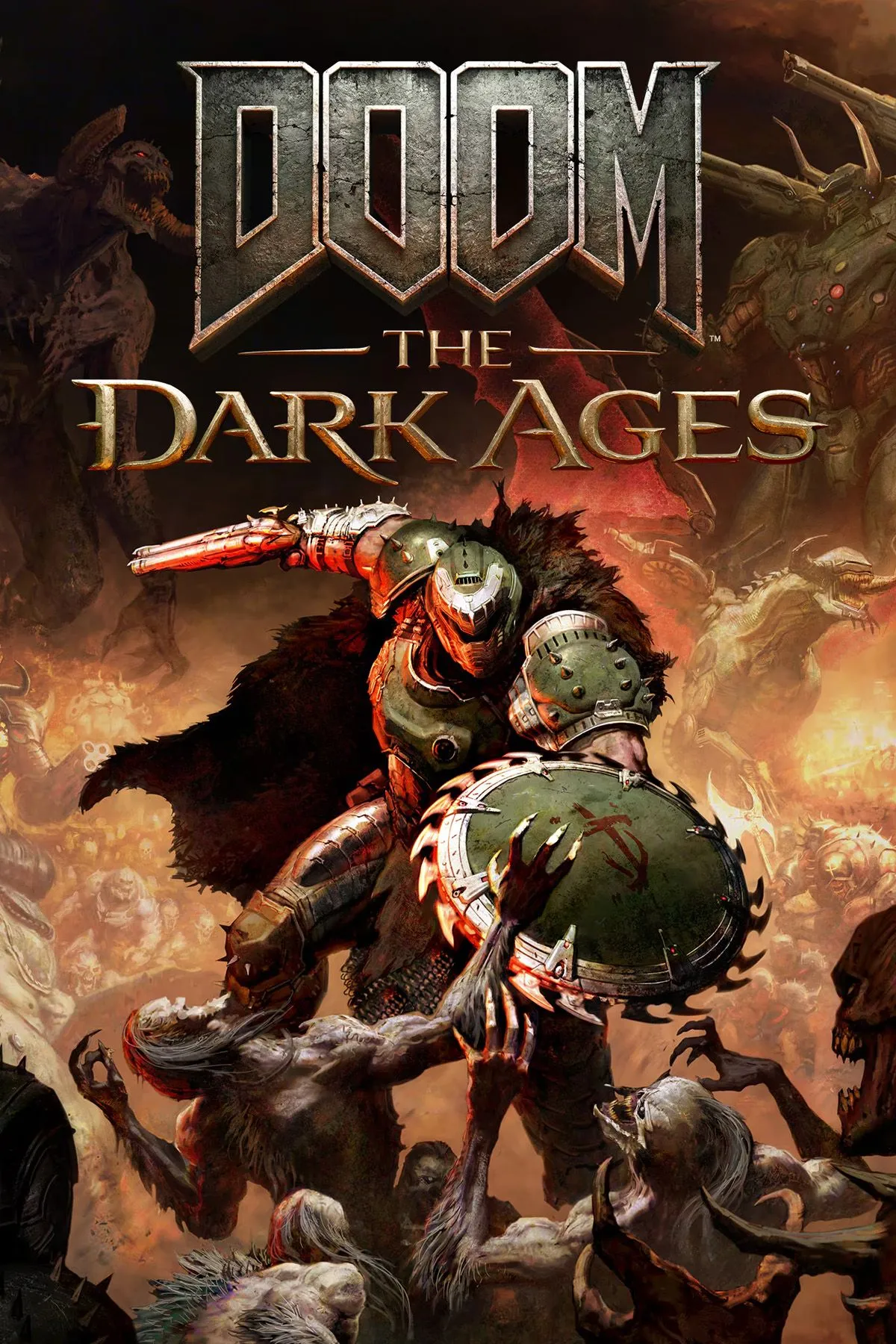 Ảnh bìa chính thức của game DOOM The Dark Ages với biểu tượng Doom Slayer