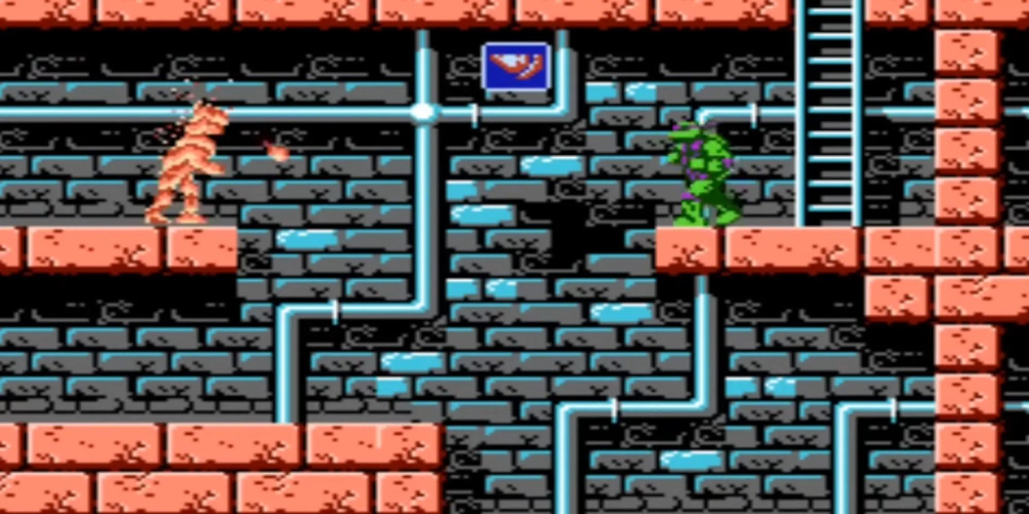 Ảnh chụp màn hình gameplay game TMNT trên hệ máy NES