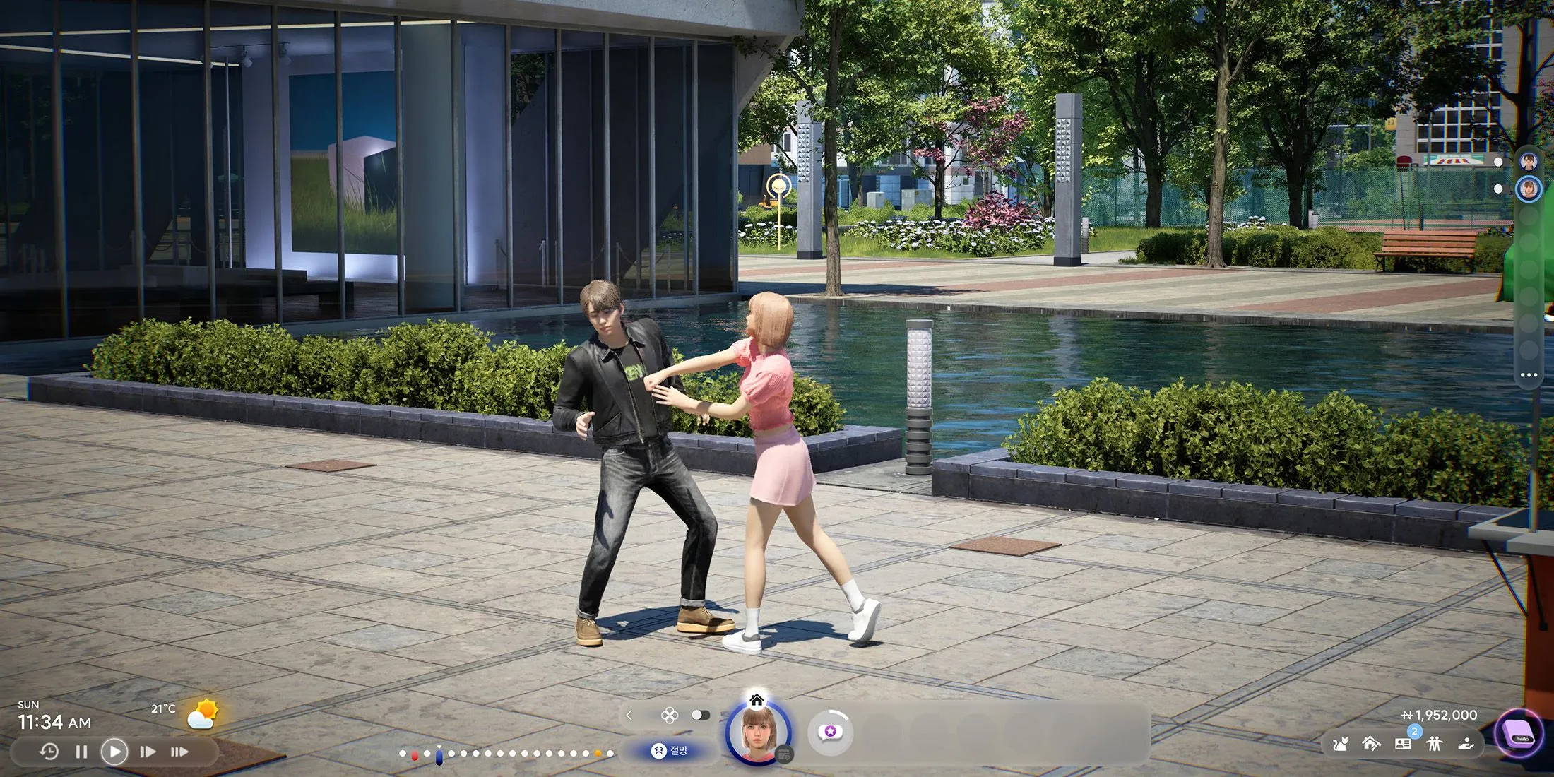 Ảnh chụp màn hình gameplay inZOI với đồ họa chân thực, nhân vật đang tương tác trong một căn hộ hiện đại