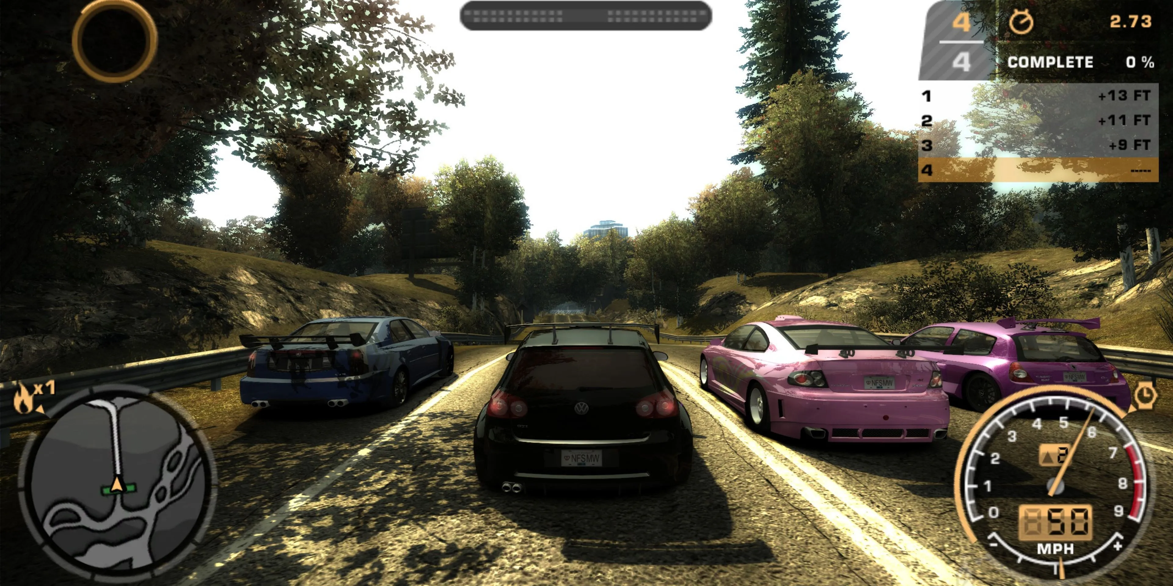 Ảnh chụp màn hình Need for Speed Most Wanted Black Edition 2005, hiển thị chiếc BMW M3 GTR biểu tượng